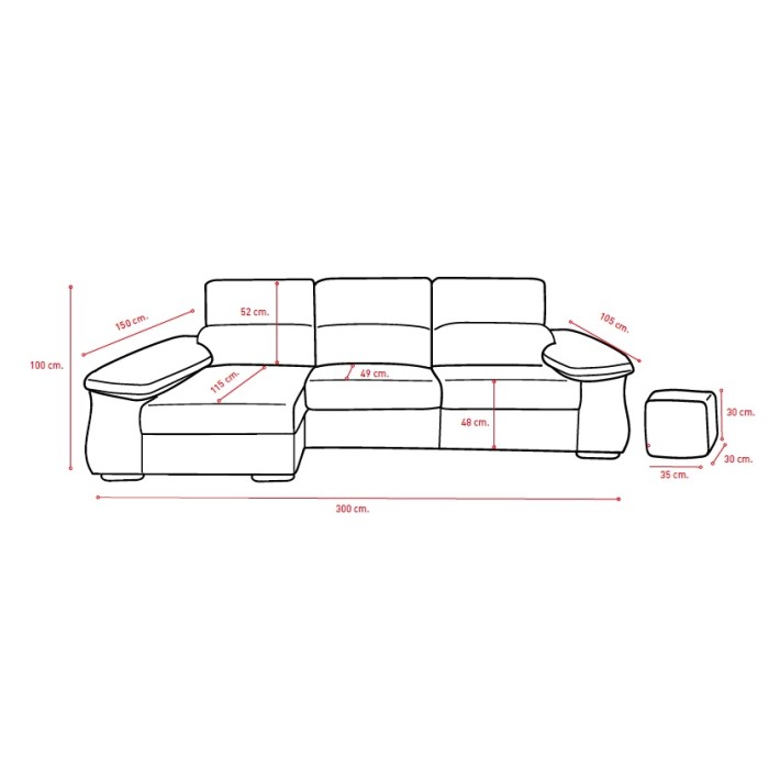 CHAISELONGUE AUDI 300cm